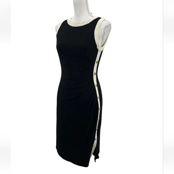 LAUREN RALPH LAUREN SLEEVELESS DRESS SIZE 14 BLACK, IVORY COLORS PRE OWNED - Picture 5 of 14